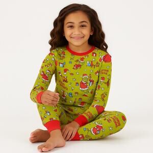 Dr. Seuss The Grinch Kids Holiday Pajama Set Size 10 Green 65th Anniversary